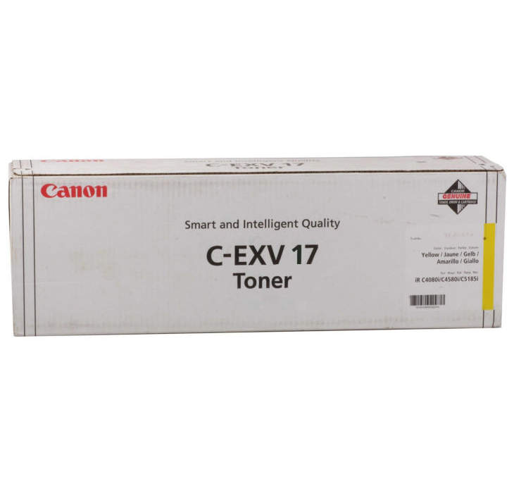 Canon C-EXV 17 Sarı Toner , IR C 4080 , IR C 4580 , IR C 5180 I , IR C 5185 , 0259B002AA , Orjinal