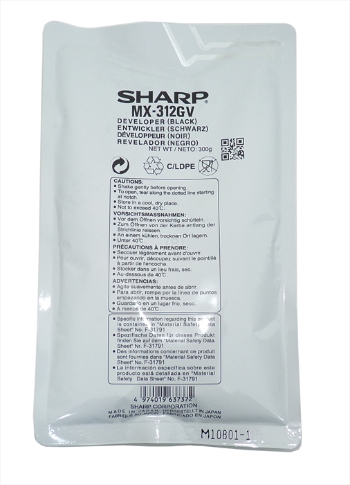 Sharp MX-312 Developer AR 6020 , MX M 260 , MX M 264 , MX M 310 , MX M 315 , MX M 354 , MX M 356 , MX-312 FV , MX-312GV , Orjinal