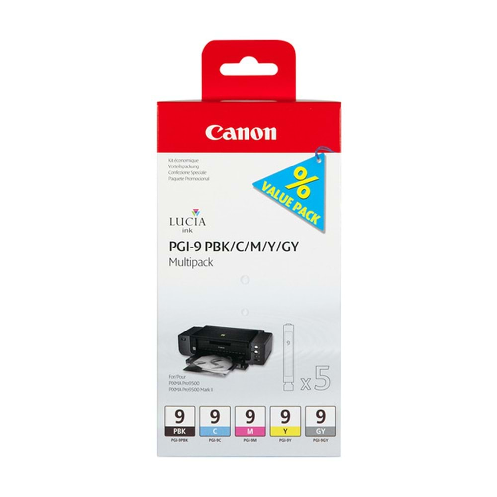 Canon PGI-9 PBK/C/M/Y/GY Multi Pack Mürekkep Kartuş 1034B011