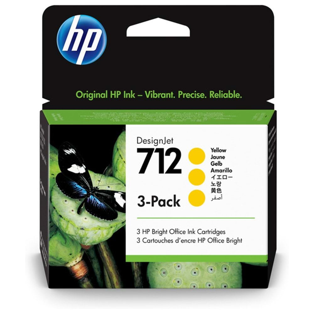 HP 3ED79A 712 3-Pack 29-ml Yellow Design