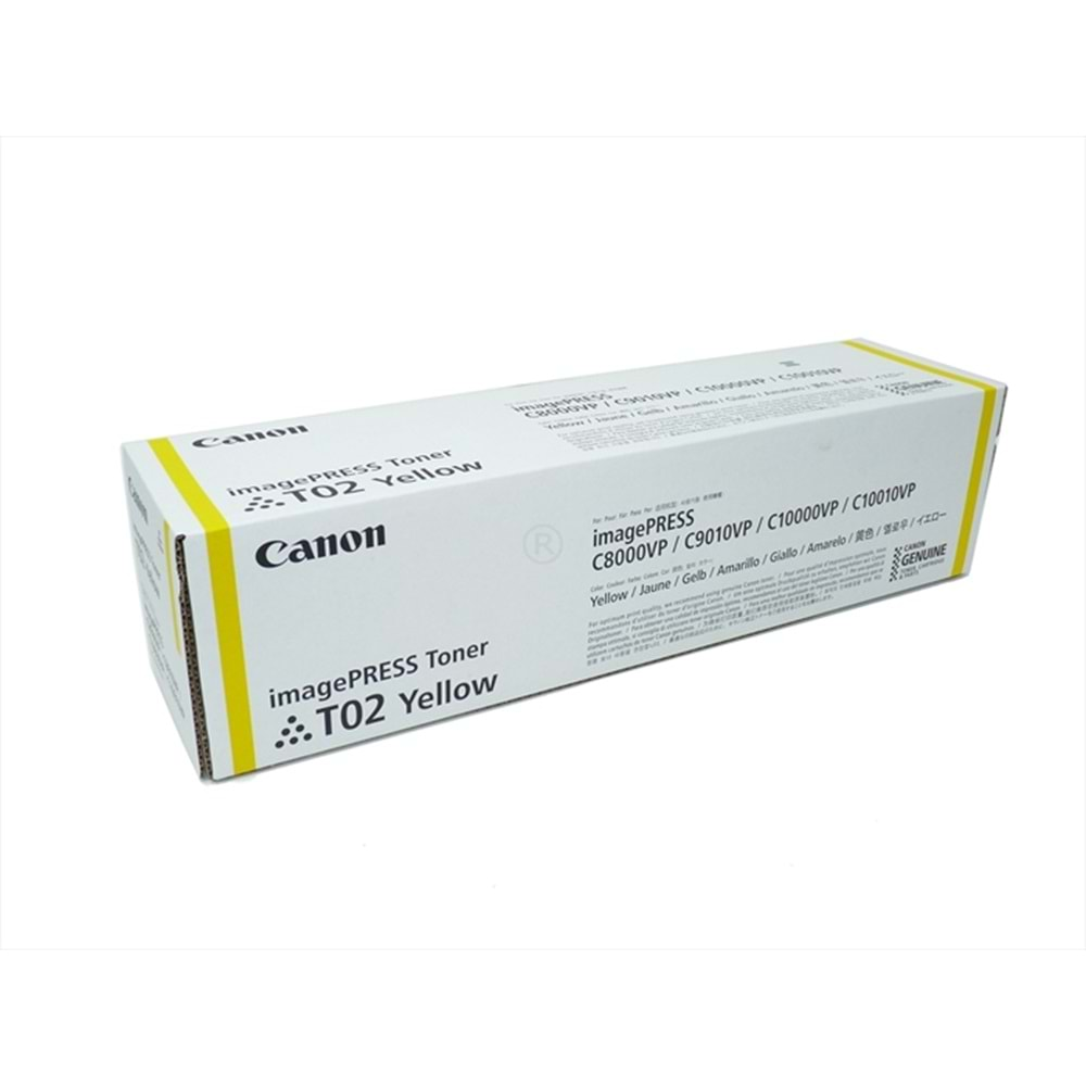 Canon T02 Toner , Sarı , IMAGEPRESS C 8000VP , C 9010VP , C 10000VP , C 10010 , 8532B001AA , Orjinal