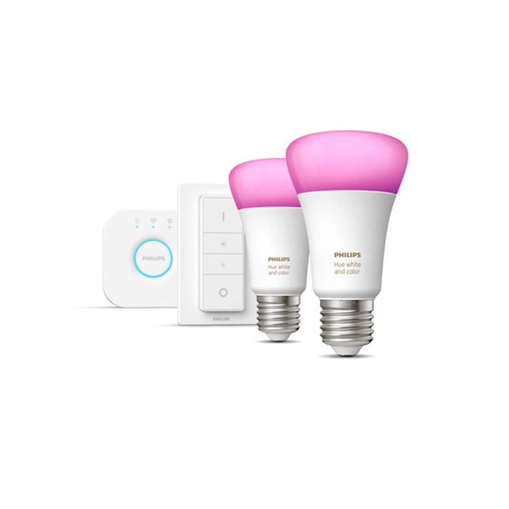 Philips Hue Renkli Akıllı Başlangıç Seti 2'li Kumandalı E27 Bluetooth Özellikli