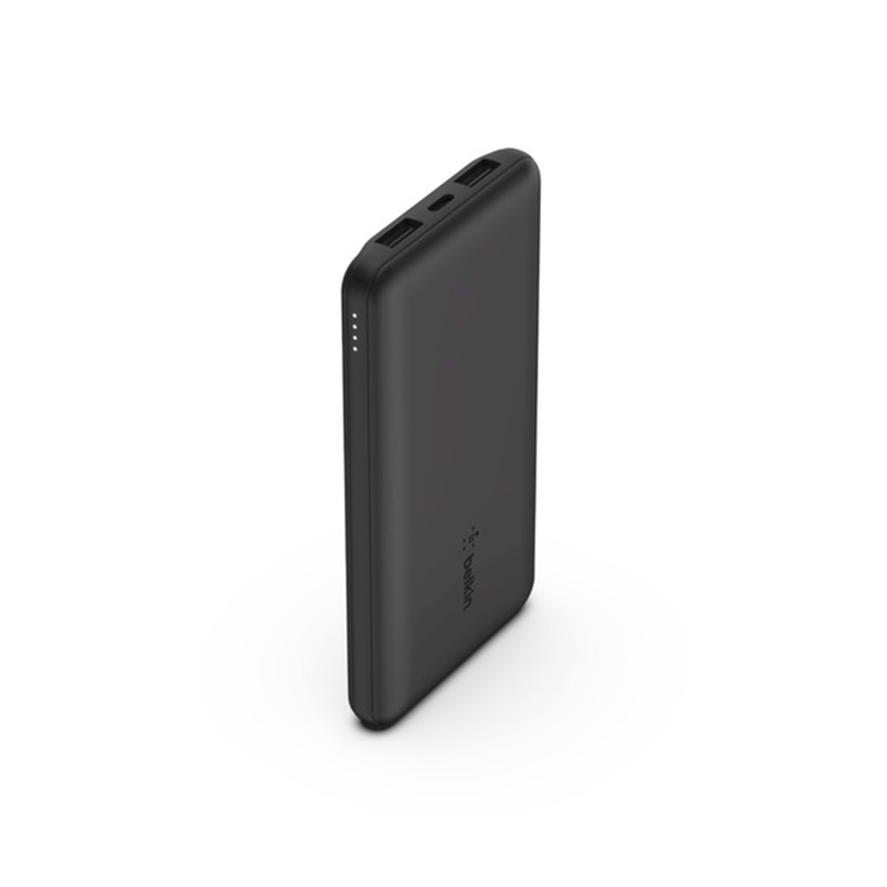 Belkin 10K Power Bank + USB-C 15W, Çift USB-A, 15cm USB-A - C Kablo, Siyah