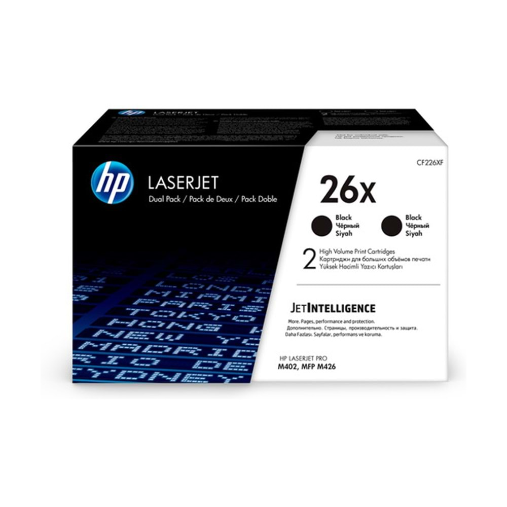 HP CF226XD 2'li paket Yüksek Kapasiteli Siyah Orijinal LaserJet Toner Kartuşu