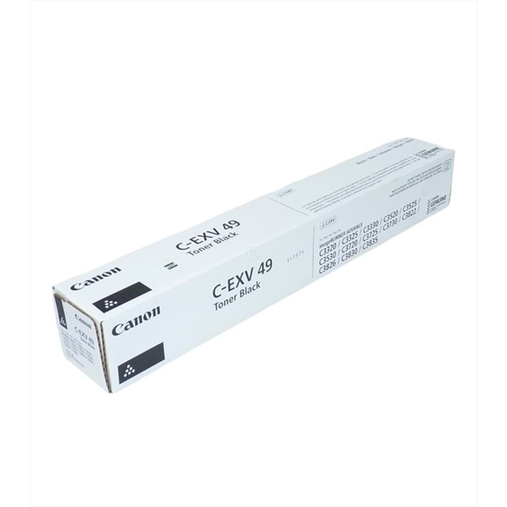 Canon C-EXV 49 Siyah Toner , IR C3320 , C3325 , C3530 , DX C3720 , C3725 , C3835 , 8524B002AA , Orjinal