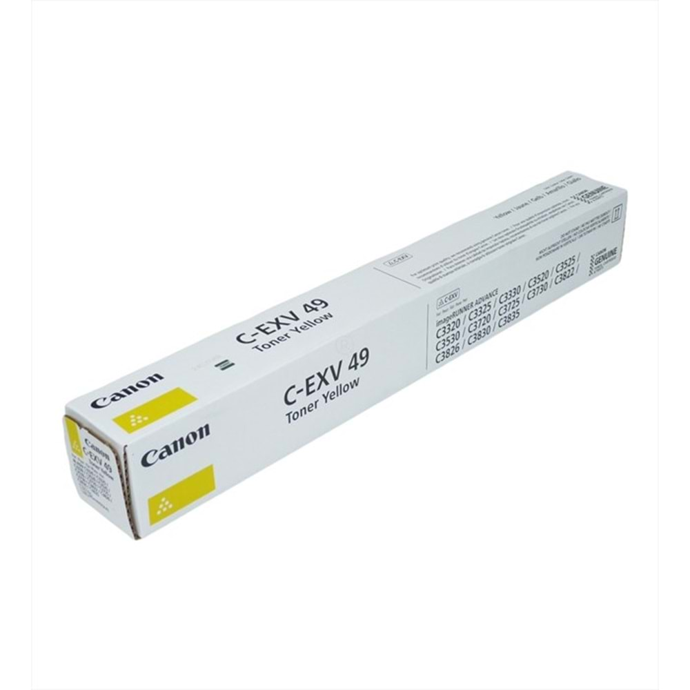 Canon C-EXV 49 Sarı Toner , IR C3320 , C3325 , C3530 , DX C3720 , C3725 , C3835 , 8527B002AA , Orjinal