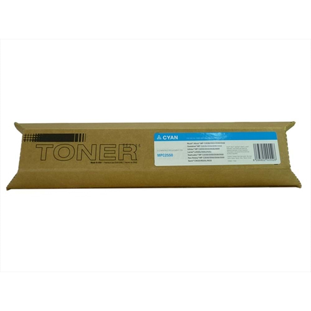 Ricoh MP C2030 Mavi Muadil Toner , AFICIO MP C 2050 , C 2530 , C 2550 , C 2551 , 841197 , 135 Gr.(Made in USA)