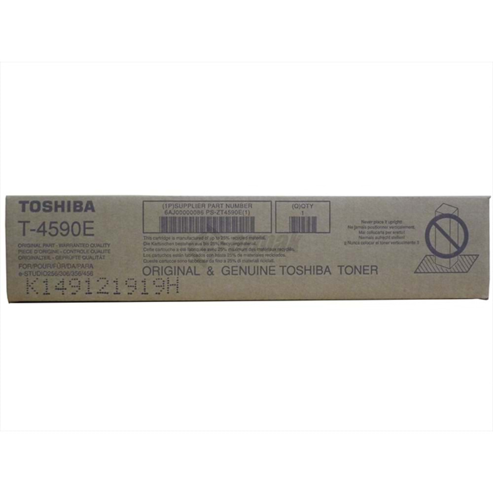 Toshiba T4590D Toner , E-STUDIO 256 , 306 , 356 , 456 , 506 , T-4590E , 6AJ00000086 , Orjinal