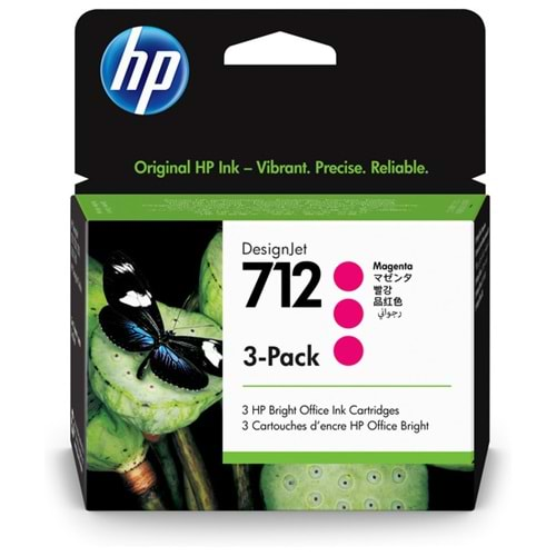 HP 3ED78A 712 3-Pack 29-ml Magenta Desig