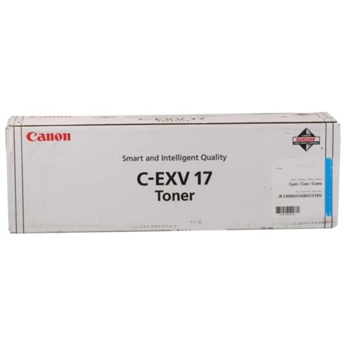 Canon C-EXV 17 Mavi Toner, CLC 4080, IR C 4580, 0261B002AA, Orjinal