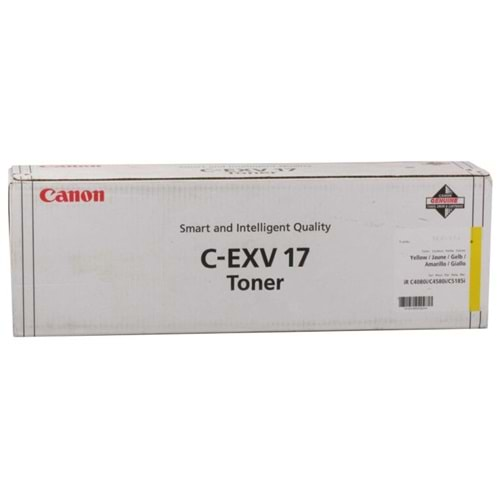 Canon C-EXV 17 Sarı Toner , IR C 4080 , IR C 4580 , IR C 5180 I , IR C 5185 , 0259B002AA , Orjinal