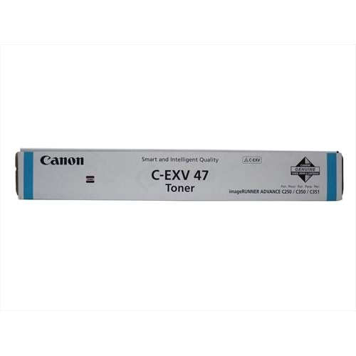 Canon C-EXV 47 Mavi Toner , IR ADVANCE C 250 , C 255 , C 350 , C 351 , C 355 , 8517B002AA , Orjinal