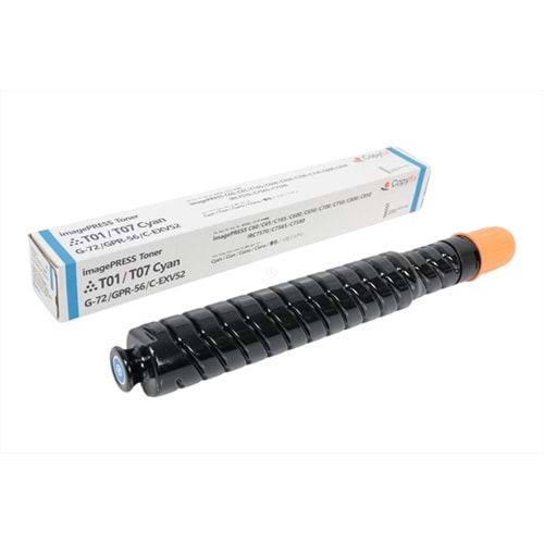 Canon T01 / T07/ C-EXV 52C Mavi Muadil Toner, ImagePress C160, C600, IR C 7565, YCF