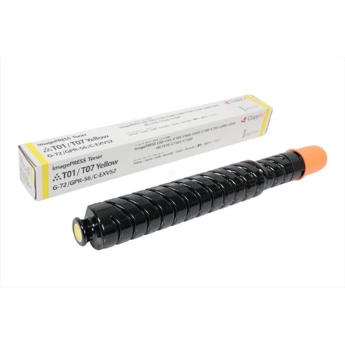 Canon T01 / T07/ C-EXV 52Y Sarı Muadil Toner, ImagePress C160, C600, IR C 7565, YCF