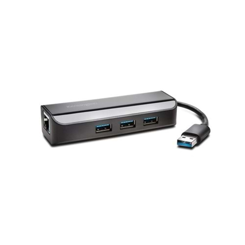 Kensington UA3000E USB 3.0 Eternet Adaptörü & 3 girişli Hub