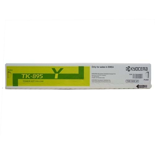 Kyocera Mita TK-895 Sarı Toner , FS C 8020 MFP , C 8025 , C 8520 , C 8525 , TASKALFA 205 C , 255 C , 1T02K0ANL0 , Orjinal