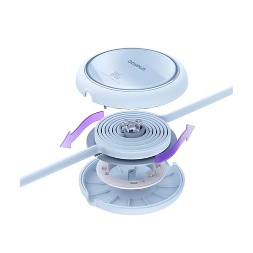 Baseus Free2Draw Mini Makaralı 1m. USB-C Şarj Kablosu 100W - Mavi