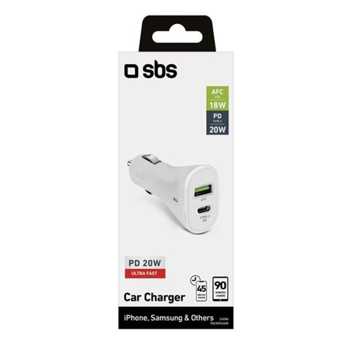 SBS Araç Şarj Cihazı USB-C PD 20W + 1xUS