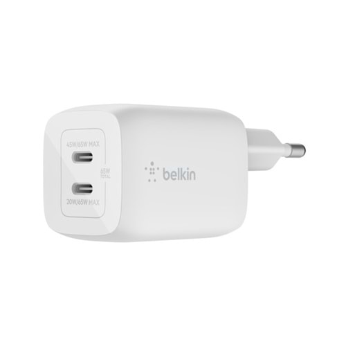 Belkin 2'li USB-C 65W PD Gan Şarj Cihazı - Beyaz