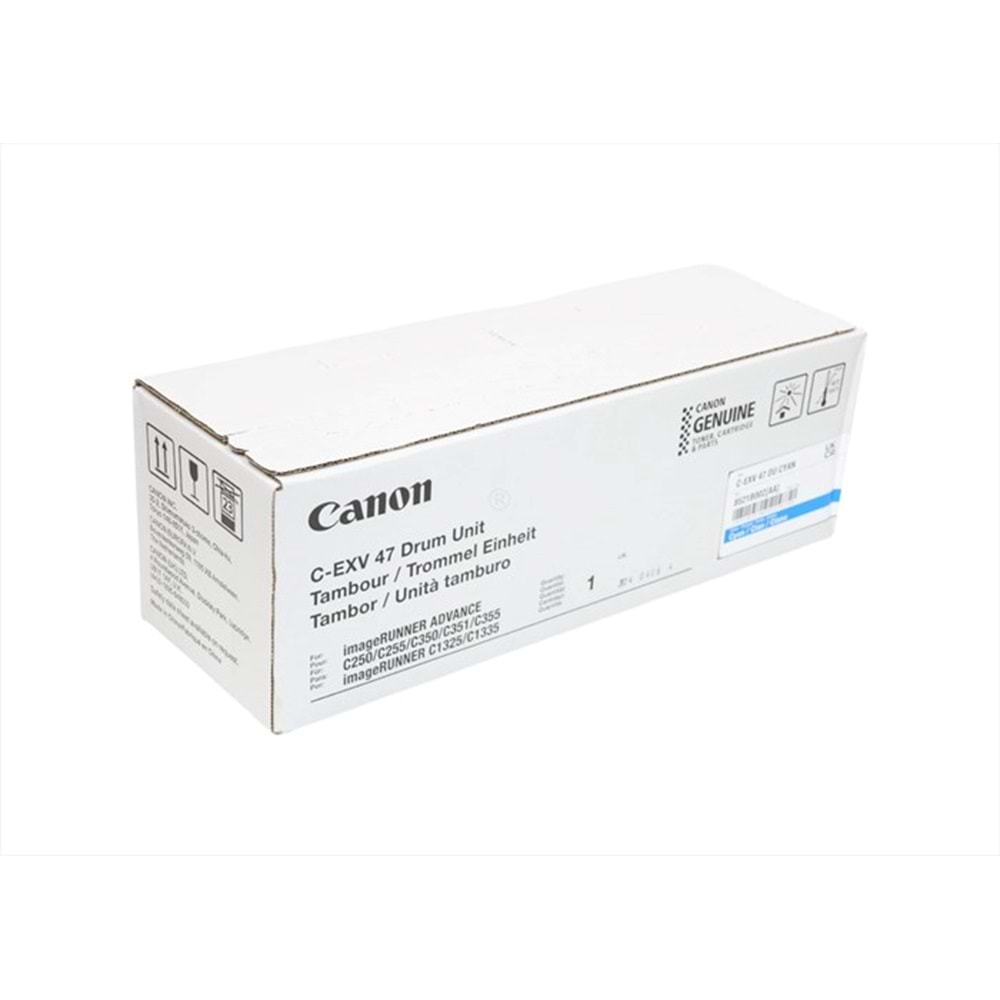 Canon C-EXV47 Cyan Drum Unit , IR ADVANCE C 250 , C 255 , C 350 , C 351 , C 355 , 8521B002, Orjinal