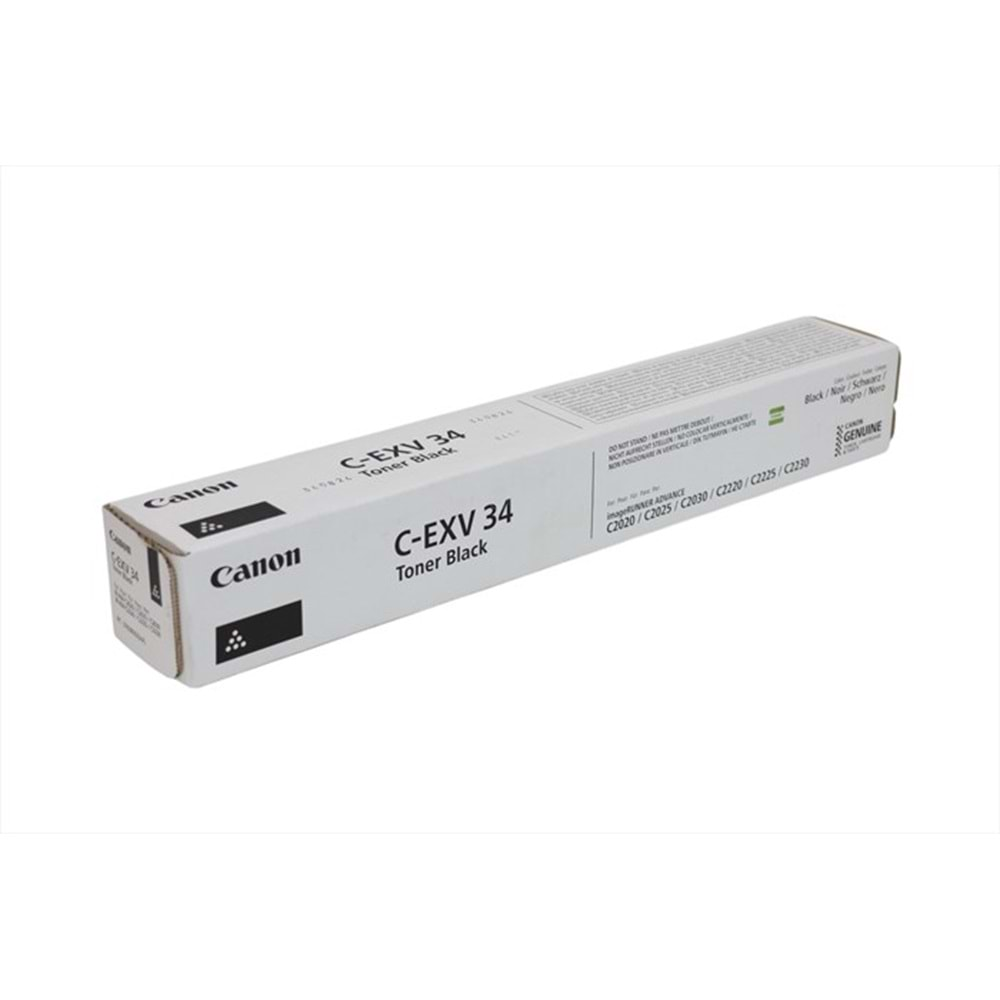 Canon C-EXV 34 Siyah Toner , C 2020 , 2030 , 3782B002AA , Orjinal