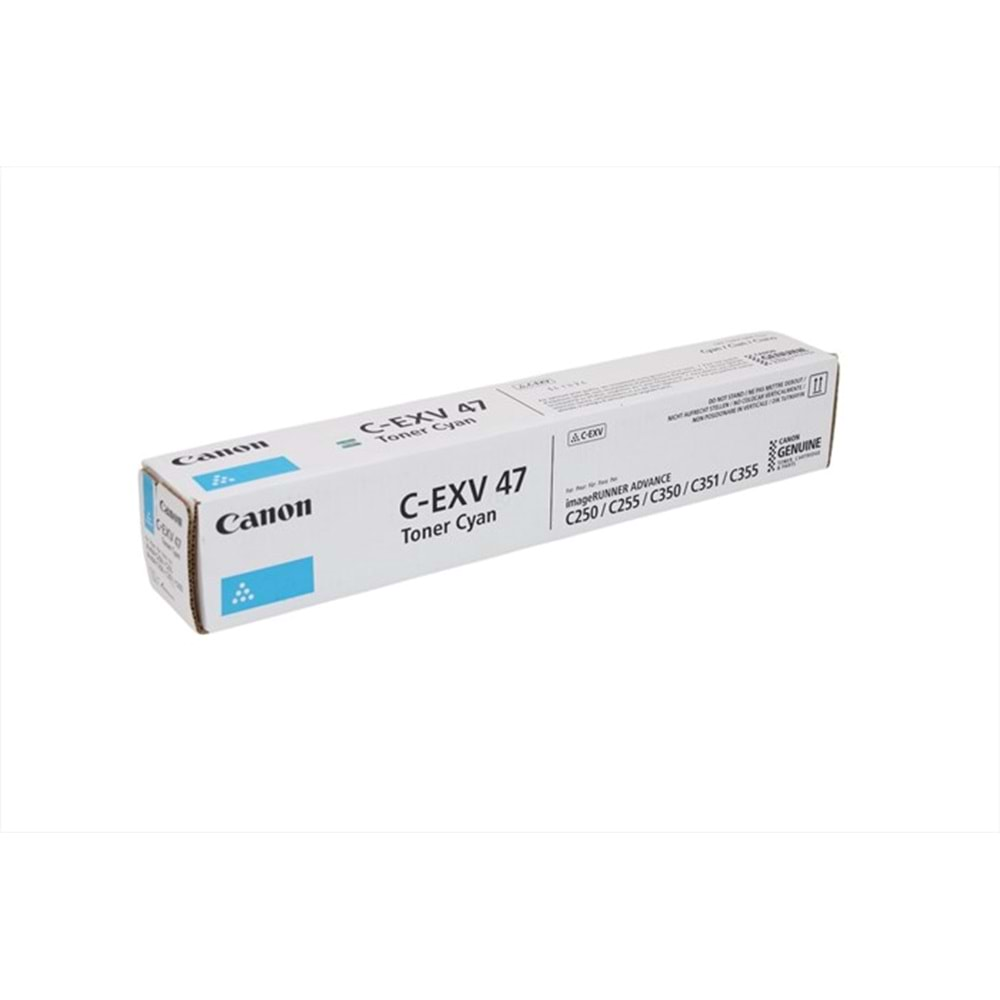 Canon C-EXV 47 Mavi Toner , IR ADVANCE C 250 , C 255 , C 350 , C 351 , C 355 , 8517B002AA , Orjinal